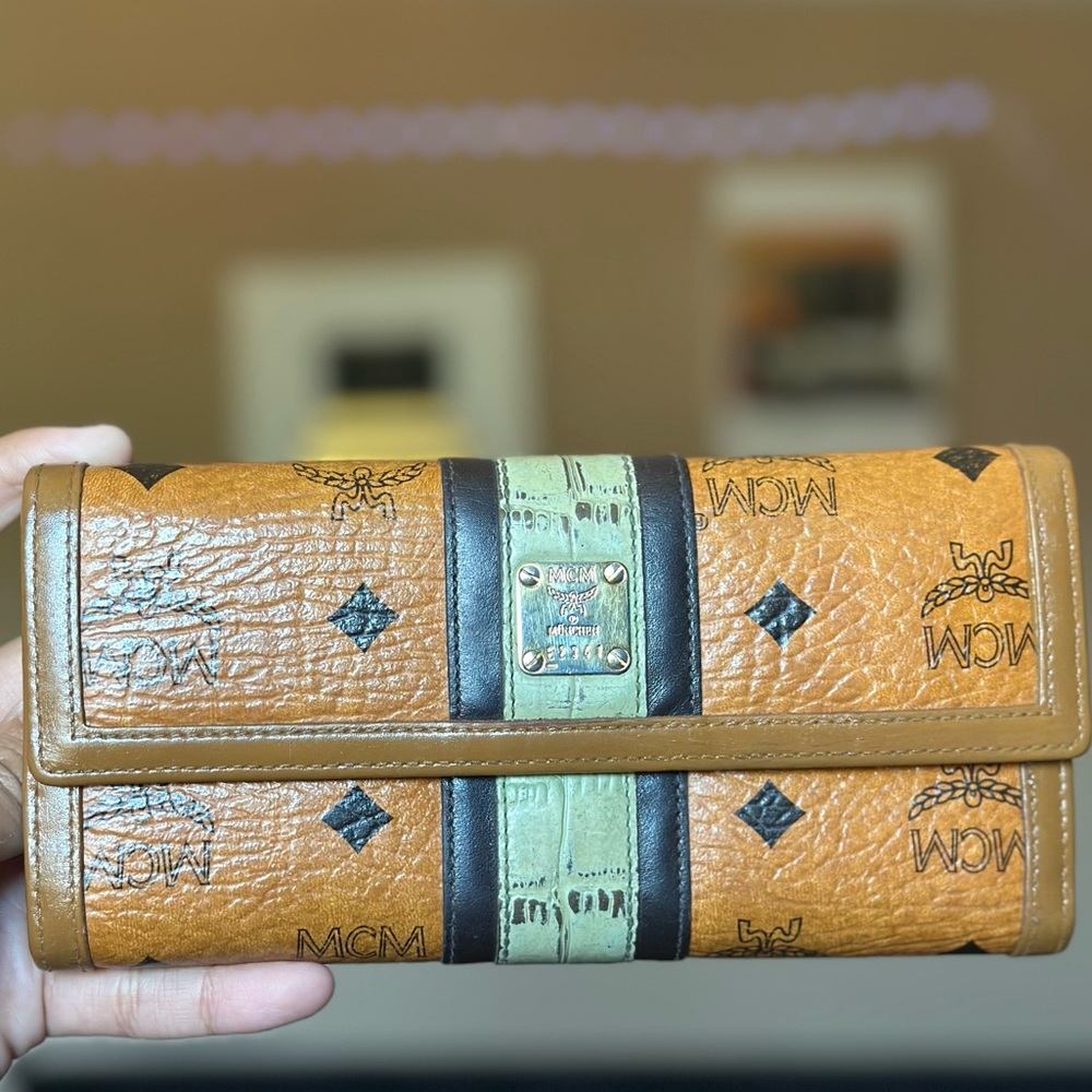 Authentic MCM Cognac Leather Long Wallet